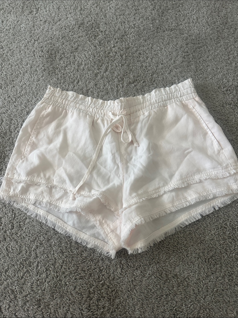 Cloth & stone Light Pink Frayed Hem Drawstring Shorts